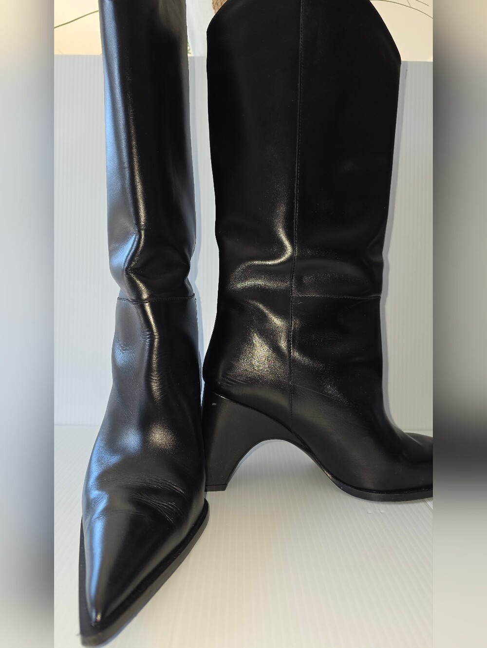 Coperni Bridge Cowboy Black Calf Leather Pointed Toe Leather Boots